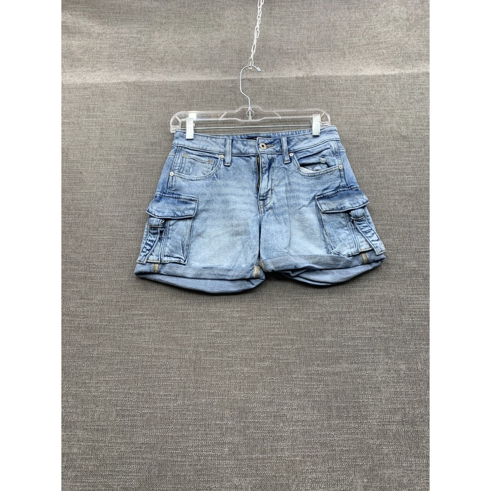 Edgely Original Relaxed Boyfriend Shorts Womens 2 Blue Denim Mid Rise Light Wash